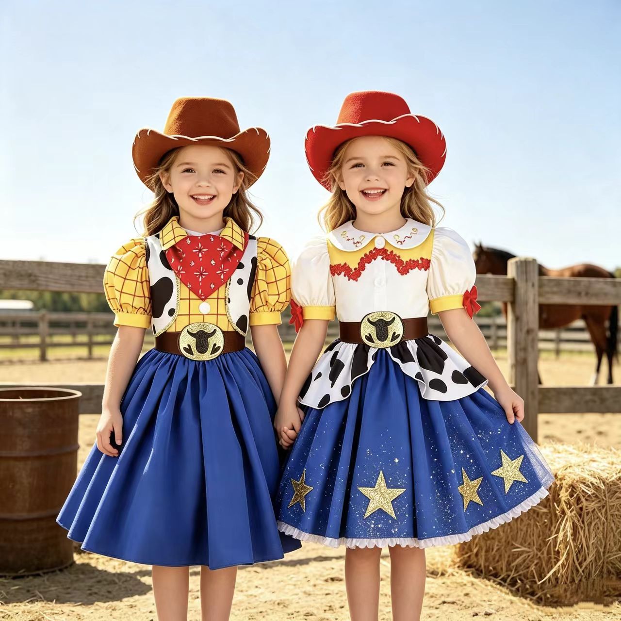 Anime Cosplay Toddler - فستان جديد للبنات بنقشة بقرة 2026،
